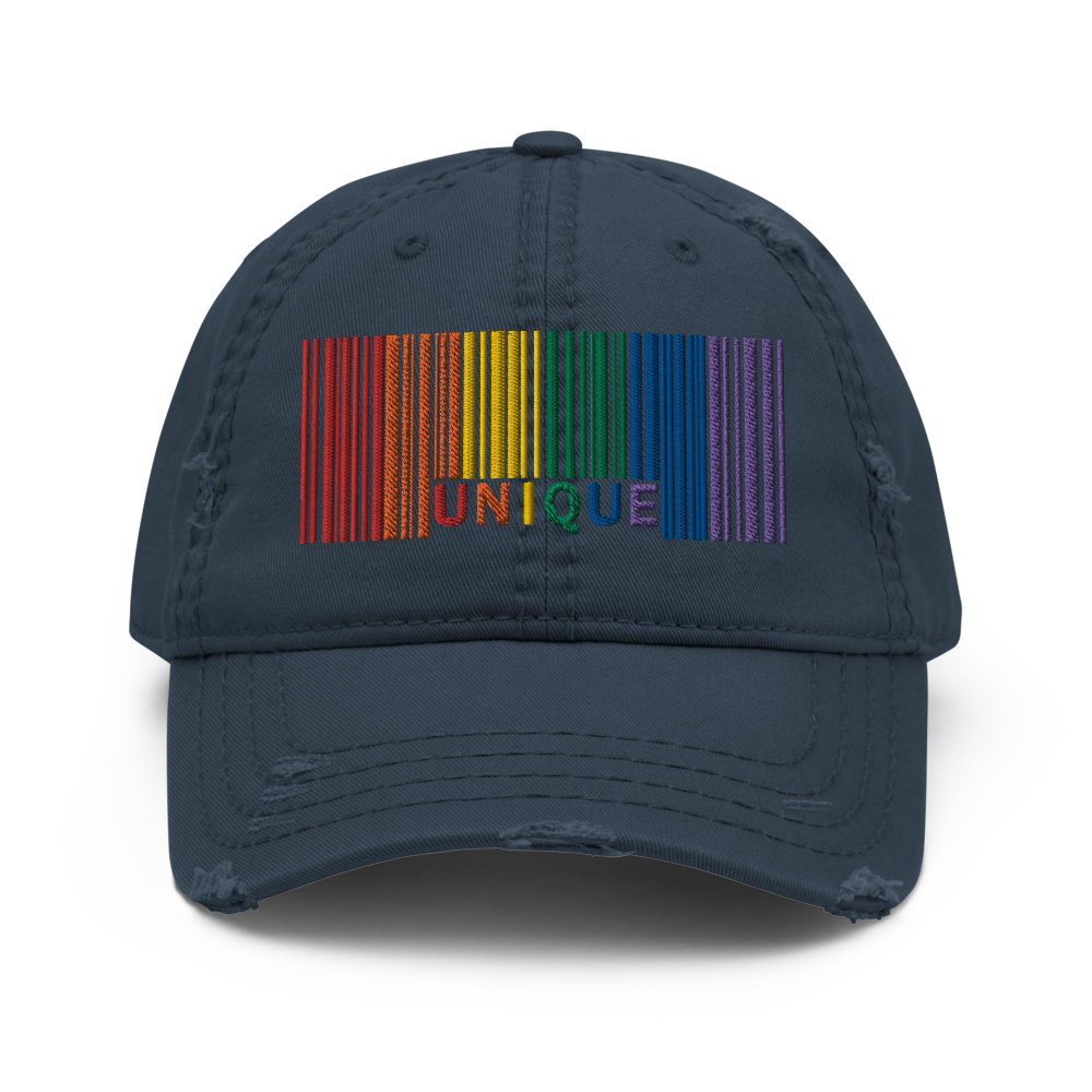 'Unique' Barcode Distressed Low-Profile Hat