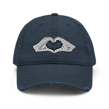 Load image into Gallery viewer, #Lovenpositivevibes &#39;Heart Hands&#39; Distressed Hat
