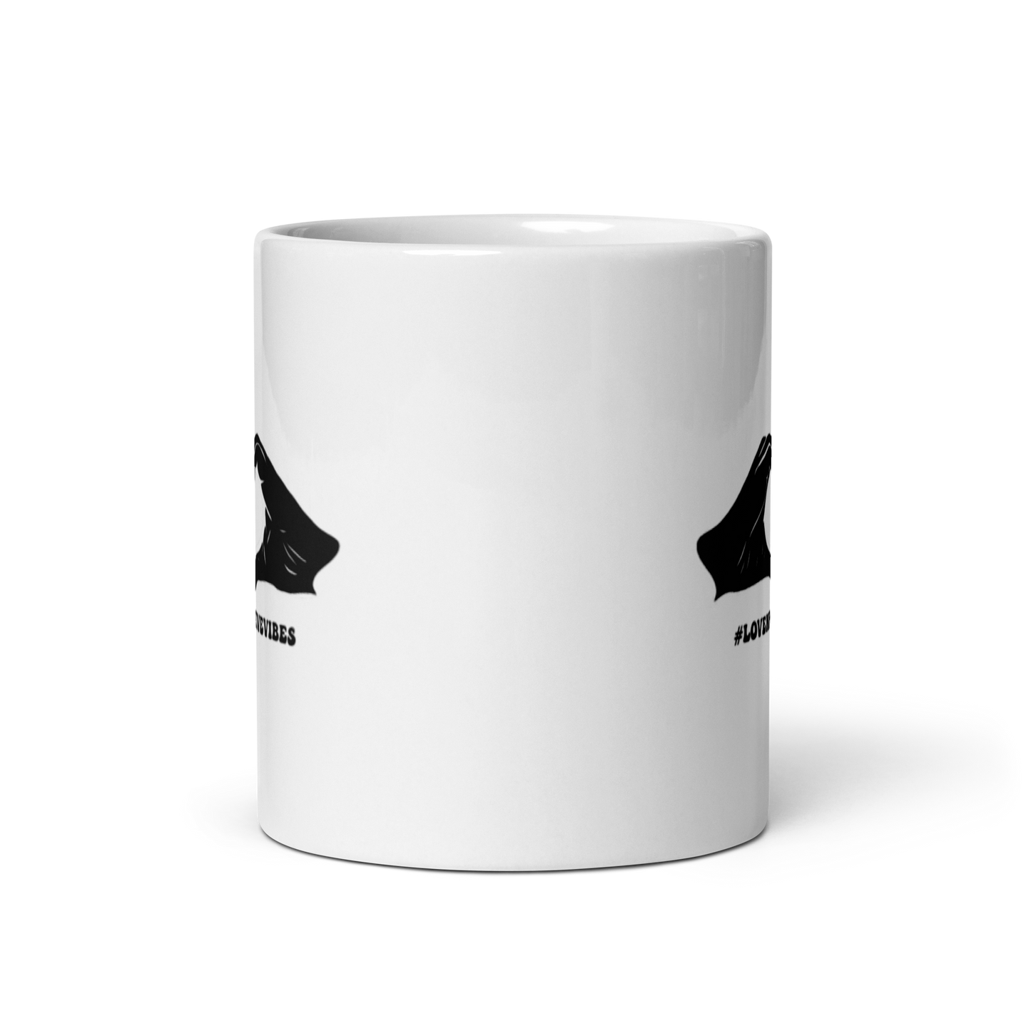 #Lovenpositivevibes White Glossy Mug Black Logo